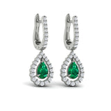 Tear Drop Emerald and Diamond Earrings