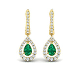 Tear Drop Emerald and Diamond Earrings