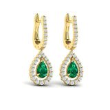 Tear Drop Emerald and Diamond Earrings
