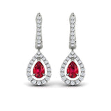 Tear Drop Ruby and Diamond Earrings