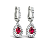 Tear Drop Ruby and Diamond Earrings