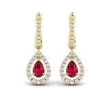 Tear Drop Ruby and Diamond Earrings