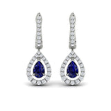Tear Drop Sapphire and Diamond Earrings