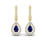 Tear Drop Sapphire and Diamond Earrings