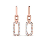Diamond North South Open Oval Pendant Link Earrings
