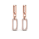 Diamond North South Open Oval Pendant Link Earrings