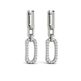 Diamond North South Open Oval Pendant Link Earrings