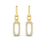 Diamond North South Open Oval Pendant Link Earrings