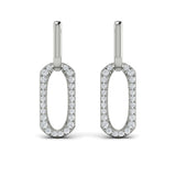Diamond North South Open Oval Pendant Link Earrings