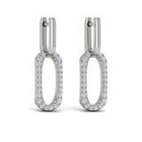 Diamond North South Open Oval Pendant Link Earrings