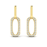 Diamond North South Open Oval Pendant Link Earrings