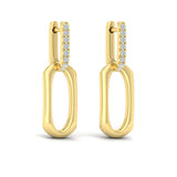 Diamond Accent North South Open Oval Pendant Link Earrings