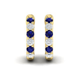 Forward-facing Diamond and Blue Sapphire Open Hoop Earrings