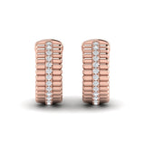 Fluted Huggie Earrings with Center Diamonds