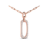 Diamond North South Open Oval Link Necklace