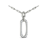 Diamond North South Open Oval Link Necklace