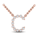 Diamond Alphabet Pendant Necklace, C