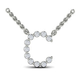 Diamond Alphabet Pendant Necklace, C