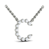 Diamond  Alphabet Pendant Necklace, C