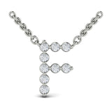 Diamond Alphabet Pendant Necklace, F