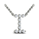 Diamond  Alphabet Pendant Necklace, I