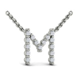 Diamond  Alphabet Pendant Necklace, M