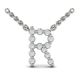 Diamond Alphabet Pendant Necklace, R