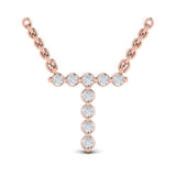 Diamond Alphabet Pendant Necklace, T