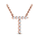 Diamond Alphabet Pendant Necklace, T