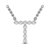 Diamond Alphabet Pendant Necklace, T