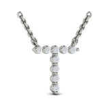 Diamond  Alphabet Pendant Necklace, T
