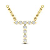 Diamond Alphabet Pendant Necklace, T