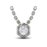Single Diamond Honeycomb Pendant Necklace