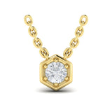 Single Diamond Honeycomb Pendant Necklace