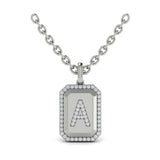 Diamond Medallion Alphabet Pendant Link Necklace, A
