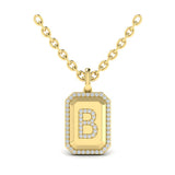 Diamond Medallion Alphabet Pendant Link Necklace, B