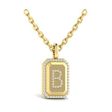Diamond Medallion Alphabet Pendant Link Necklace, B