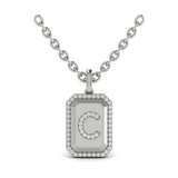 Diamond Medallion Alphabet Pendant Link Necklace, C