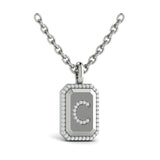 Diamond Medallion Alphabet Pendant Link Necklace, C