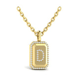 Diamond Medallion Alphabet Pendant Link Necklace, D
