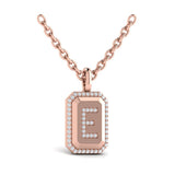 Diamond Medallion Alphabet Pendant Link Necklace, E