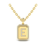 Diamond Medallion Alphabet Pendant Link Necklace, E