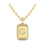 Diamond Medallion Alphabet Pendant Link Necklace, G
