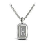 Diamond Medallion Alphabet Pendant Link Necklace, K