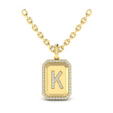 Diamond Medallion Alphabet Pendant Link Necklace, K