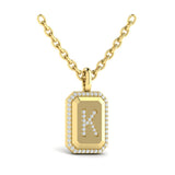 Diamond Medallion Alphabet Pendant Link Necklace, K