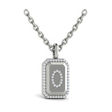 Diamond Medallion Alphabet Pendant Link Necklace, O