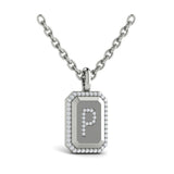 Diamond Medallion Alphabet Pendant Link Necklace, P