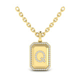 Diamond Medallion Alphabet Pendant Link Necklace, Q