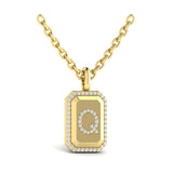 Diamond Medallion Alphabet Pendant Link Necklace, Q
